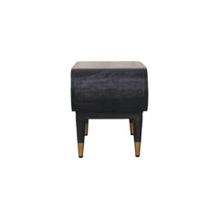 Solid Wood Velvet Mocha Curved Edge Console with Brass Accents