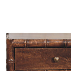 Solid Wood Bamboo Frame Nightstand in Roasted Almond,Brown with 2 Drawers