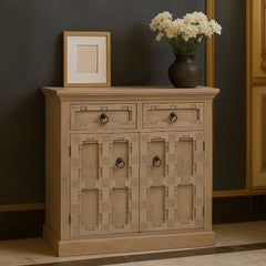 Solid Wood Jaipur Lattice Sideboard,Brown,Storage