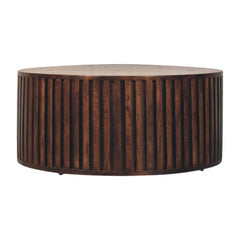 Solid Wood Orion Slatted Coffee Table,Brown With Storage inside