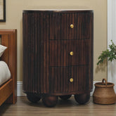 Solid Wood Curved Fluted 3-Drawer Drum Chest,3-Drawers
