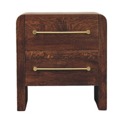 Solid Wood Copenhagen 2-Drawer Nightstand in Smoked Oak,Brown