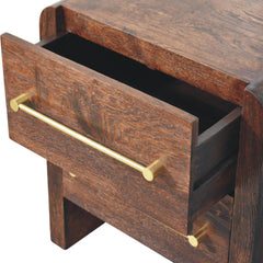 Solid Wood Copenhagen 2-Drawer Nightstand in Smoked Oak,Brown