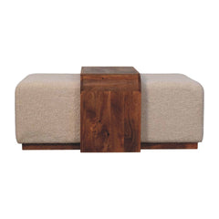 Solid Wood Arden Bench Duo,Boucle seats,Warm Tone