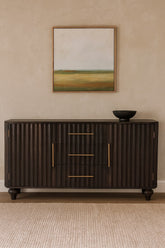 Solid Wood Savoy Sideboard,Grey,2-Doors, 3-Drawers