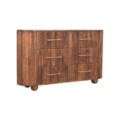 Solid Wood Ridgefront Chest – Roasted Almond,Brown,6-Drawers