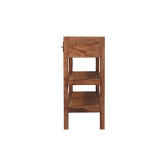 Solid Wood Woven Tier Console,Brown,2-Drawers,2-Shelf