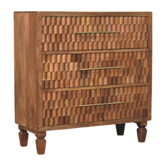 Solid Wood Arno Chest – Teak,Brown,3-Drawers