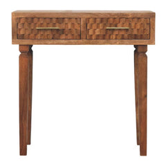Solid Wood Arno Console Table in Golden Teak,Brown,2-Drawers
