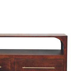 Solid Wood Arched Edge 2 Drawer Media Unit, Brown