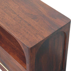 Solid Wood Arched Edge 2 Drawer Media Unit, Brown