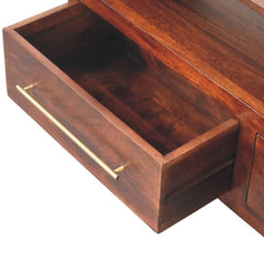 Solid Wood Arched Edge 2 Drawer Media Unit, Brown