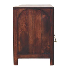 Solid Wood Arched Edge 2 Drawer Media Unit, Brown
