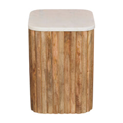 Artisan Furniture Solid Wood Oakish Marble Side Table