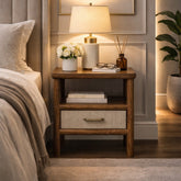 Solid Wood Solara Rattan Bedside Table