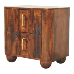Solid Wood Ribera Bedside Table 2 Drawers Brown