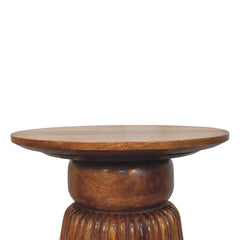 Solid Wood Amber Oak Round Side Table
