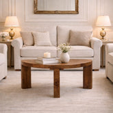 Solid Wood Amber Oak Half Moon Coffee Table