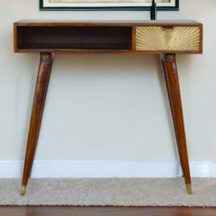 Sunrise Gold Carved Writing Desk, Beige
