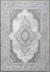 Traditional Vintage Persian Medallion Bordered Grey Area Rug, Runner & Round Rug – MR226A Grey