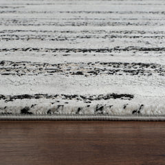 Modern Abstract Concentric Rectangle Grey & Black Area Rug, Runner & Round Rug – MR246A Grey/Black