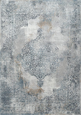 Traditional Vintage Distressed Persian Medallion Grey & Navy Area Rug, Runner & Round Rug – MR252A Grey/Navy