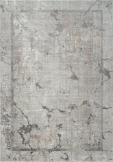 Modern Abstract Marble Crackle Bordered Dark Taupe & Gold Area Rug, Runner & Round Rug – MR334A D.Vizion/Gold