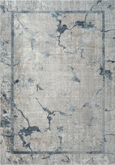 Modern Abstract Marble Crackle Bordered Navy & Blue Area Rug, Runner & Round Rug – MR334A Navy/Blue