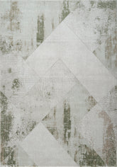 Modern Geometric Chevron Block Cream & Green Area Rug, Runner & Round Rug – MR393 Cream Green