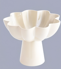 White Pedestal Aluminum Bowl | Modern Sculptural Decor