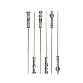 Stainless Steel Skewers with Metal Handle Set of 6 | 17 Inch Long | Skewers For Grilling | Shiny Finish.