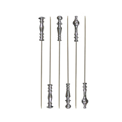 Stainless Steel Skewers with Metal Handle Set of 6 | 17 Inch Long | Skewers For Grilling | Shiny Finish.