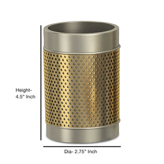 Stainless Steel Bathroom Tumbler Cup | Decorative Rinse Cup,Drinking Glass,Toothbrush & Makeup Brush Holder for Vanity Countertops,Sink & Desk | Pewter/Gold