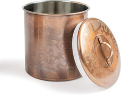 Stainless Steel Kitchen Canister | Antique Copper Finish | Beautiful Food Storage Container for Kitchen Counter, Tea, Sugar, Coffee, Caddy, Flour Canister with Rubber Seal Lid