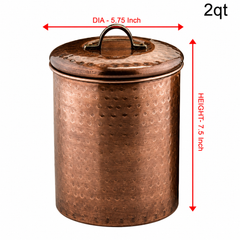Stainless Steel Kitchen Canister | Hammered Antique Copper Finish | Beautiful Food Storage Container for Kitchen Counter, Tea, Sugar, Coffee, Caddy, Flour Canister with Rubber Seal Lid