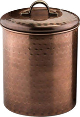 Stainless Steel Kitchen Canister | Hammered Antique Copper Finish | Beautiful Food Storage Container for Kitchen Counter, Tea, Sugar, Coffee, Caddy, Flour Canister with Rubber Seal Lid