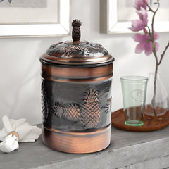 Stainless Steel Canister with Rubber Seal Lid | Antique Copper Finish | Beautiful Food Storage Container for Kitchen Counter, Tea, Sugar, Coffee, Caddy, Flour Canister