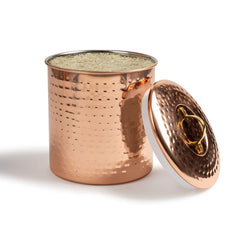 Stainless Steel Canister with Rubber Seal Lid | Hammered Copper Finish | Beautiful Food Storage Container for Kitchen Counter, Tea, Sugar, Coffee, Caddy, Flour Canister