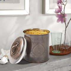 Etached Stainless Steel Canister with Rubber Seal Lid | Antique Copper Finish | Beautiful Food Storage Container for Kitchen Counter, Tea, Sugar, Coffee, Caddy, Flour Canister