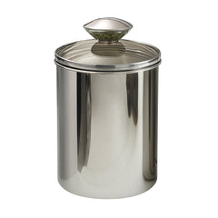 Stainless Steel Food Storage Container with Tempered Glass Lid For Kitchen Counter, Coffee, Tea, Nuts | Shiny Mirror Finish
