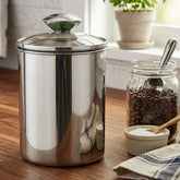 Stainless Steel Food Storage Container with Tempered Glass Lid For Kitchen Counter, Coffee, Tea, Nuts | Shiny Mirror Finish