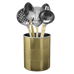 Stainless Steel Utensils holder | Hammered Finish | 2 qt Kitchen Organizer