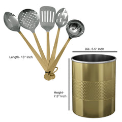 Stainless Steel Utensils holder | Hammered Finish | 2 qt Kitchen Organizer