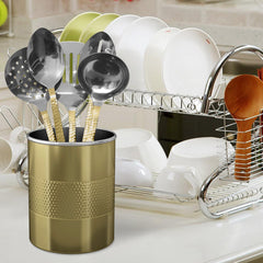 Stainless Steel Utensils holder | Hammered Finish | 2 qt Kitchen Organizer