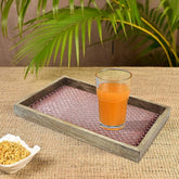 Wood & Aluminum Embossed Vanity Tray, 13", Copper Finish