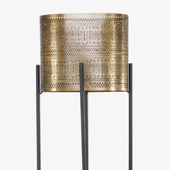 Vintage Floor Lamp with 4 Tier Wood Shelf | Gold Frame Storage Lamp 55"