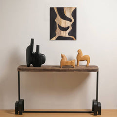 Mango Wood Wall Art | Black & Natural Abstract Wooden Wall Decor