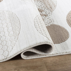 Modern Floral Lace Circle Medallion Beige & Brown Area Rug & Runner – 18029 Beige Brown