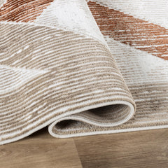 Modern Geometric Chevron Diamond Beige & Rose Area Rug & Runner – 61281 Beige Rose