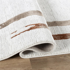 Modern Abstract Brushstroke Bordered Beige & Rose Area Rug & Runner – 67747 Beige Rose